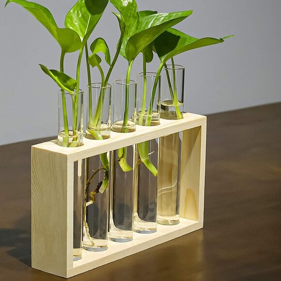 Wall Hanging Glass Planter Propagation Station Test Tube Flower Vase Vintage Woo - Picture 5 of 8